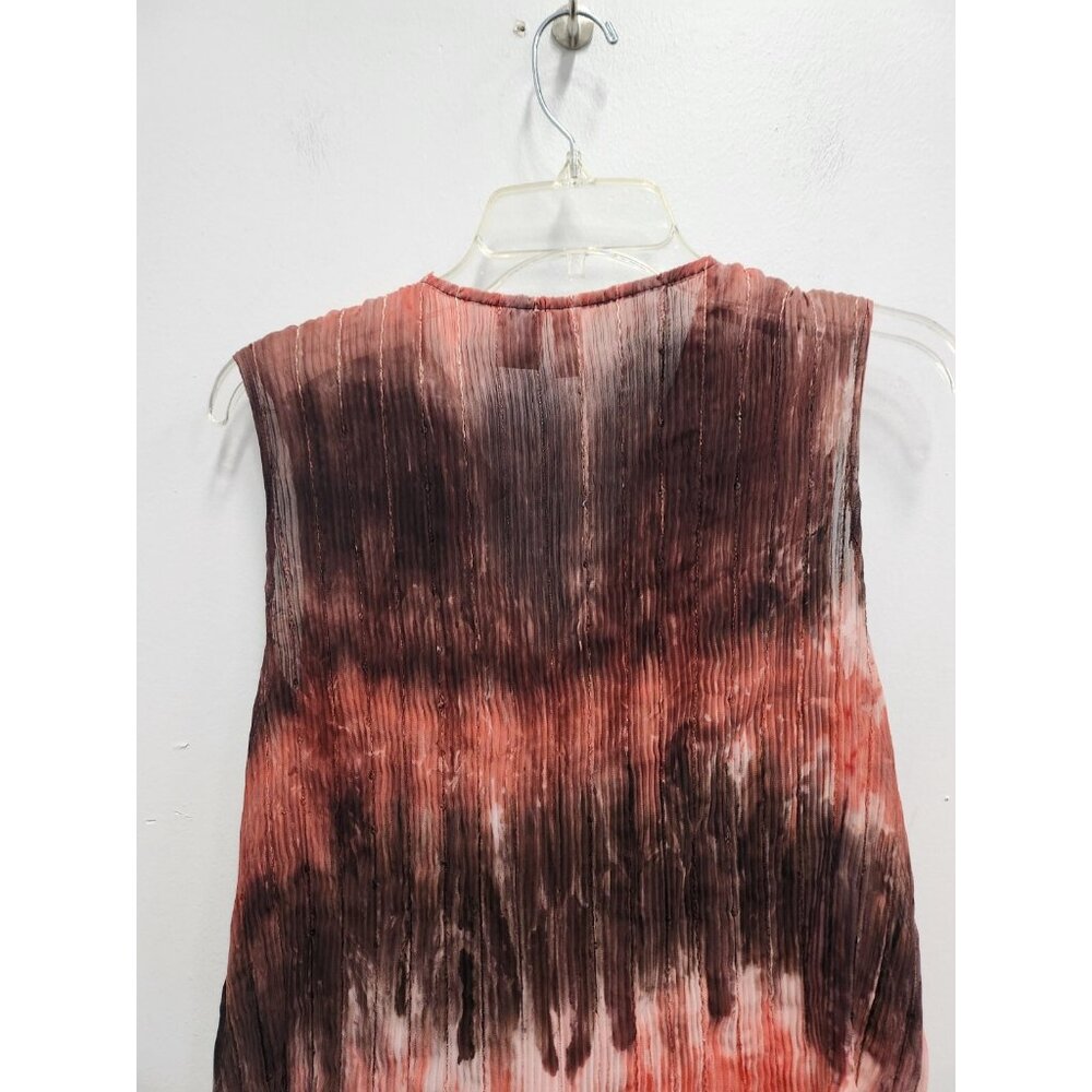 Serenade Womens Top Size XL Orange Brown Ombre Ruffle Crinkled Sleeveless Fairy - Picture 8 of 8